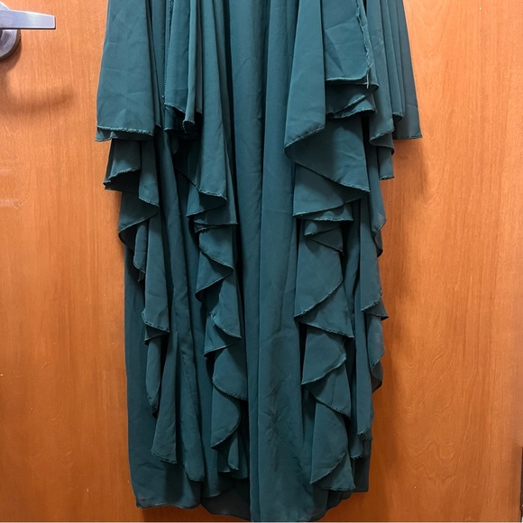 Forest Green Chiffon Dress with Layers - Picture 9 of 16